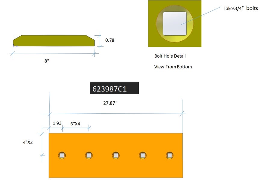 623987C1 | Dresser Cutting Edges-27.88" LONG
