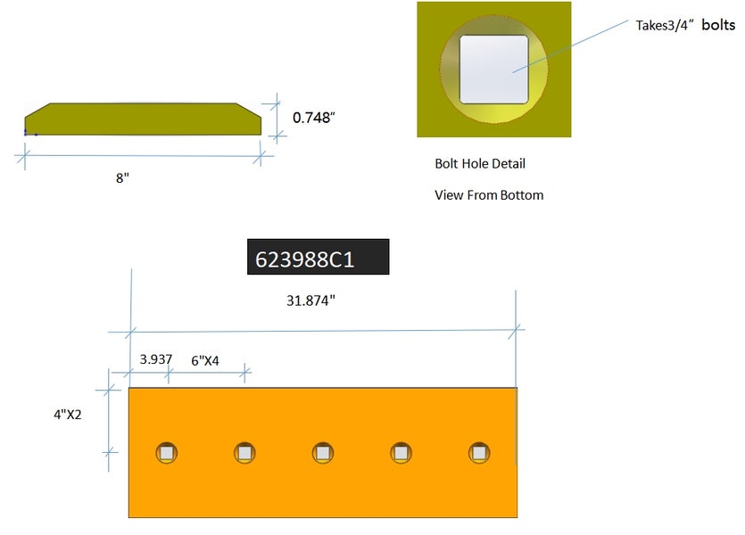 623988C1 | Dresser Cutting Edges-31.88" LONG