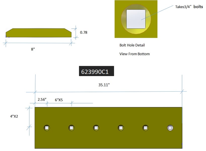 623990C1 | Dresser Cutting Edges-35.13" LONG