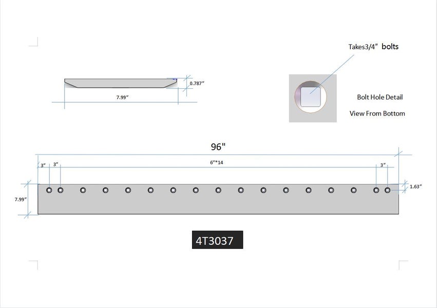 4T3037 | Caterpillar Grader Blades-8 FT LONG GRADER BLADE