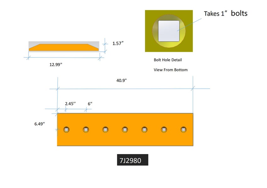 7J2980 | Caterpillar Cutting Edges-41.00" LONG