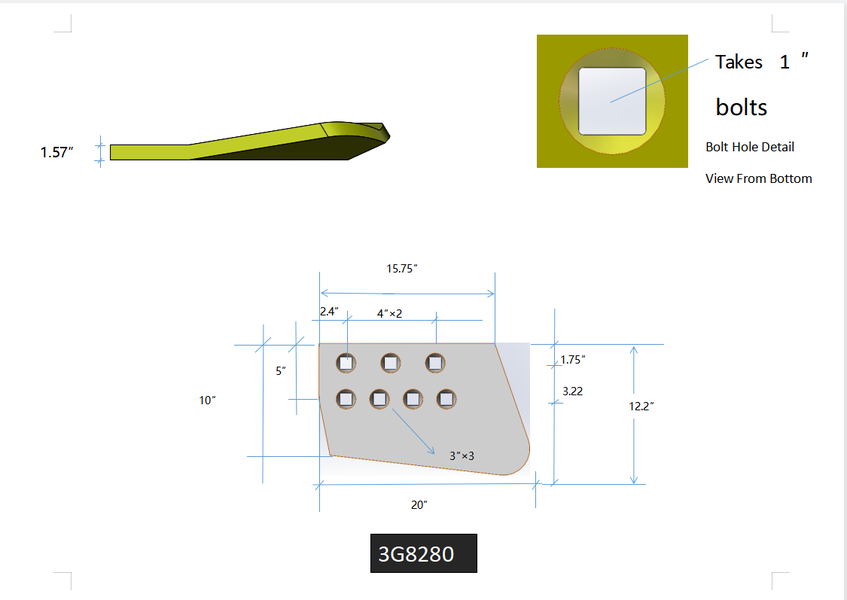 3G8280 | Caterpillar End Bits-HOT CUPPED