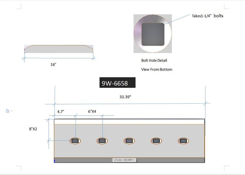 9W6658 | Caterpillar Cutting Edges-33.38" LONG