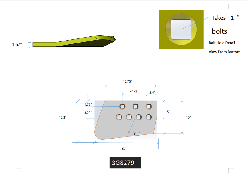 3G8279 | Caterpillar End Bits-HOT CUPPED