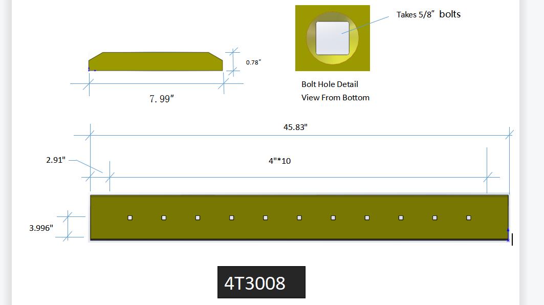 4T3008 | Caterpillar Cutting Edges-45.88" LONG