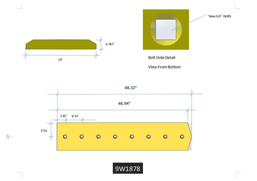 9W1878 | Caterpillar Cutting Edges-48.25" LONG