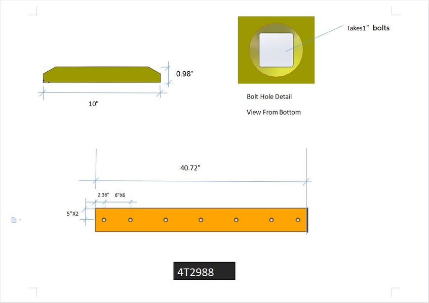 4T2988 | Caterpillar Cutting Edges-40.75" LONG