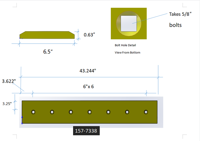 157-7338 | Caterpillar Cutting Edges-43.25" LONG