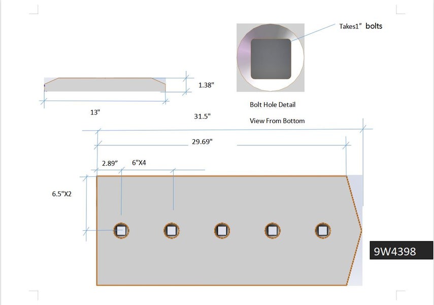 9W4398 | Caterpillar Cutting Edges-31.50" LONG