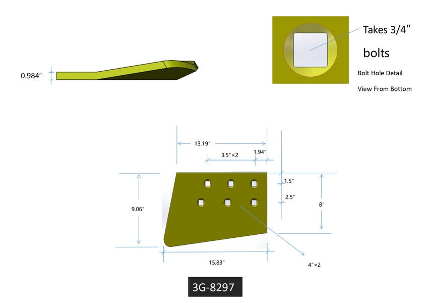 3G8297 | Caterpillar End Bits-HOT CUPPED