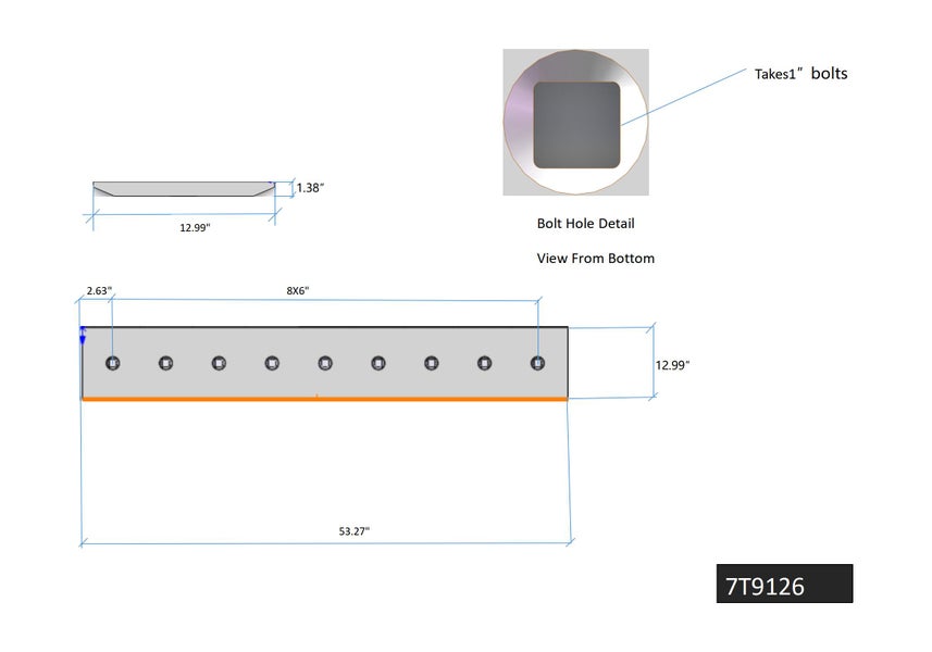 7T9126 | Caterpillar Cutting Edges-53.25" LONG