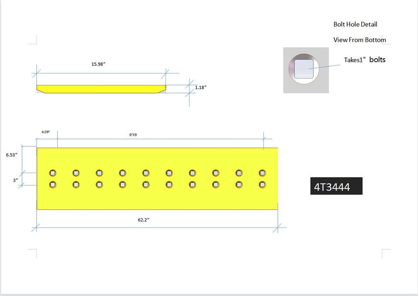 4T3444 | Caterpillar Cutting Edges-62.13" LONG