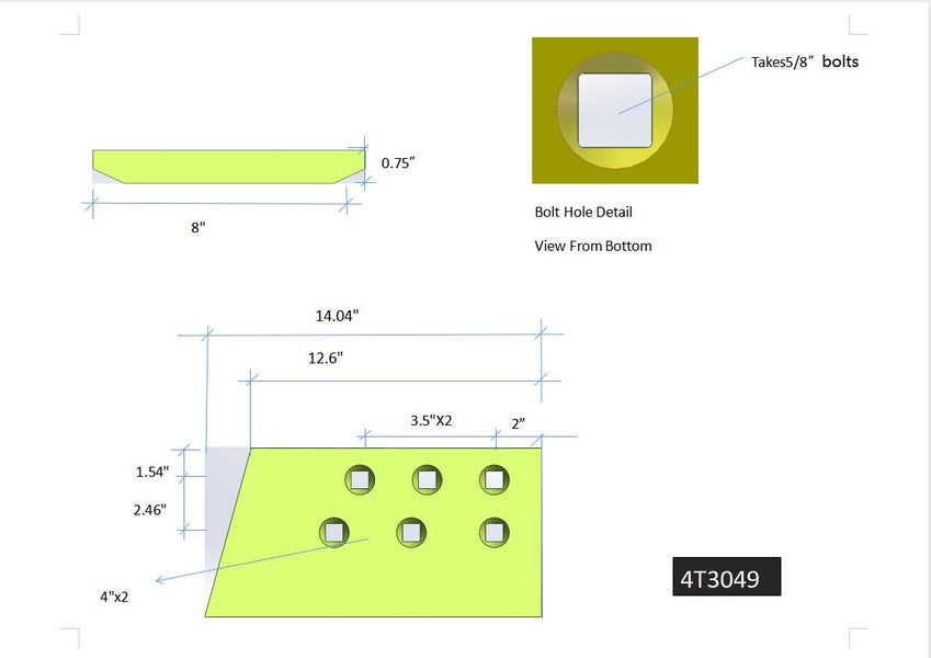4T3049 | Caterpillar End Bits-LEVEL CUT