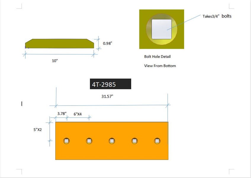 4T2985 | Caterpillar Cutting Edges-31.50" LONG