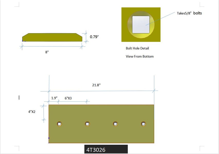 4T3026 | Caterpillar Cutting Edges-21.88" LONG