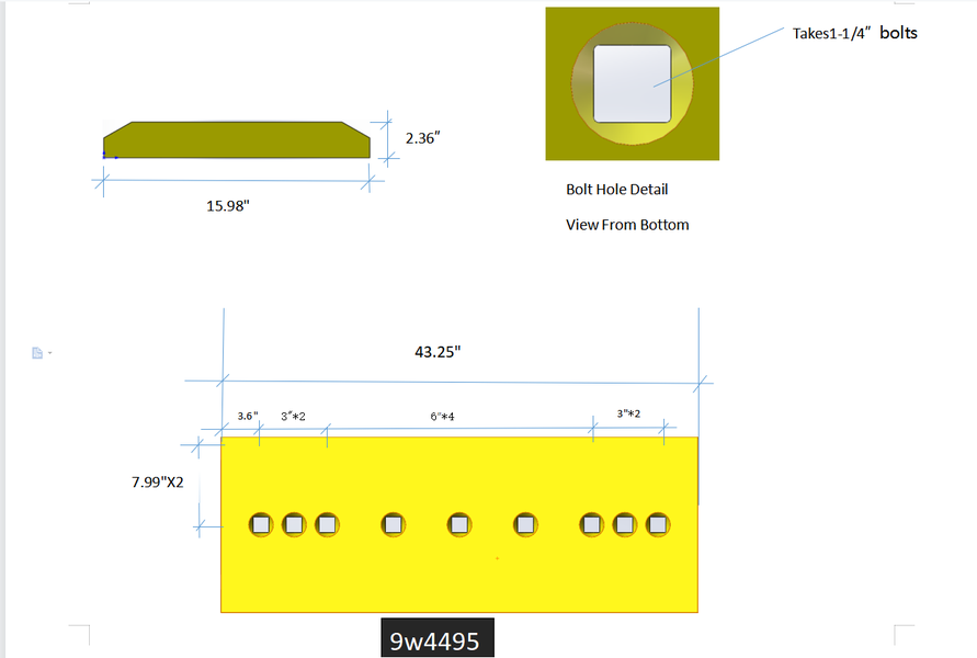 9W4495 | Caterpillar Cutting Edges-43.25" LONG