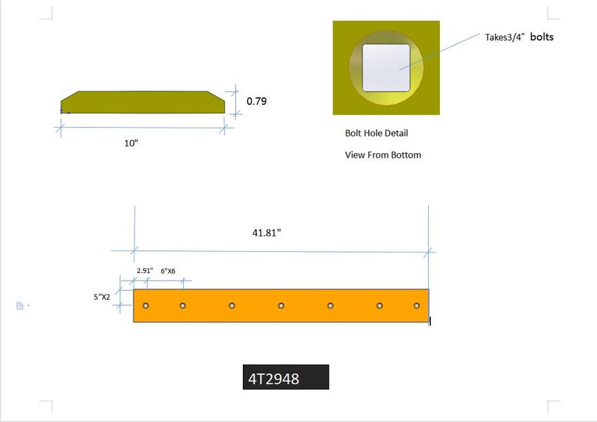 4T2948 | Caterpillar Cutting Edges-41.88" LONG