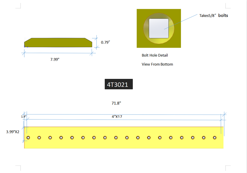 4T3021 | Caterpillar Cutting Edges-71.88" LONG
