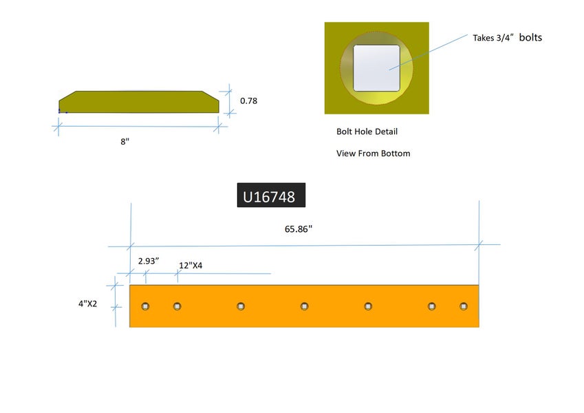 U16748 | John Deere Cutting Edges-65.88" LONG