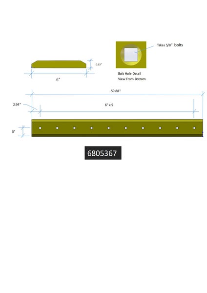 6805367 | Bobcat Style Cutting Edges-59.88" LONG