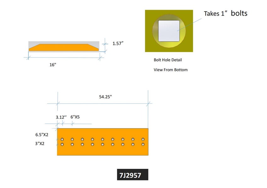 7J2957 | Caterpillar Cutting Edges-54.25" LONG
