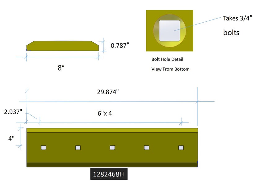 1282468H1 | Komatsu Cutting Edges-29.75" LONG