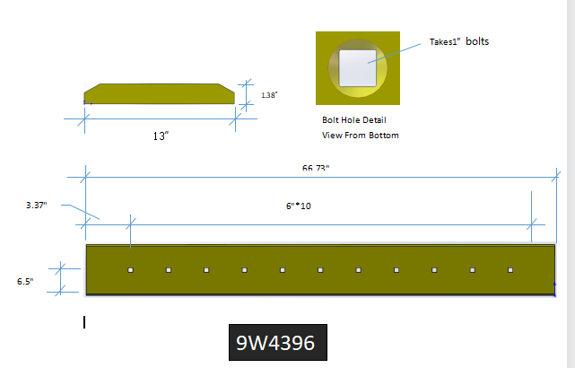 9W4396 | Caterpillar Cutting Edges-66.63" LONG