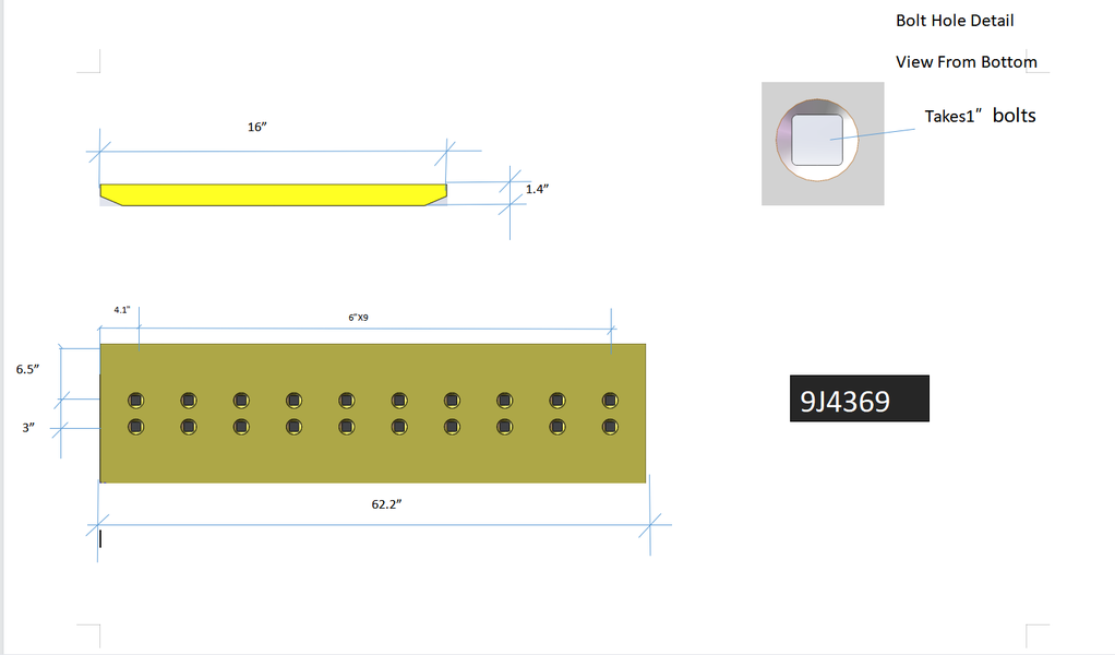9J4369 | Caterpillar Cutting Edges-62.13" LONG