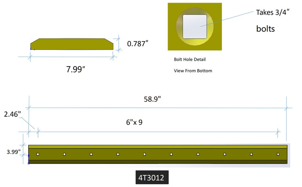 4T3012 | Caterpillar Cutting Edges-58.88" LONG