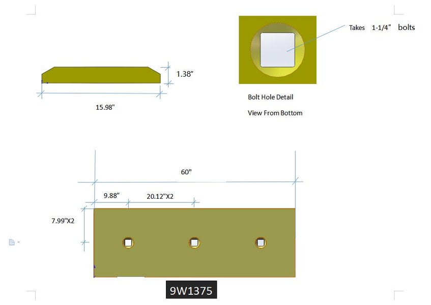 9W1375 | Caterpillar Cutting Edges-60" LONG