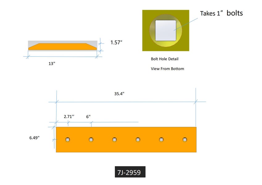7J2959 | Caterpillar Cutting Edges-35.50" LONG