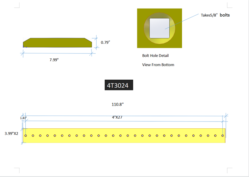 4T3024 | Caterpillar Cutting Edges-110.88" LONG