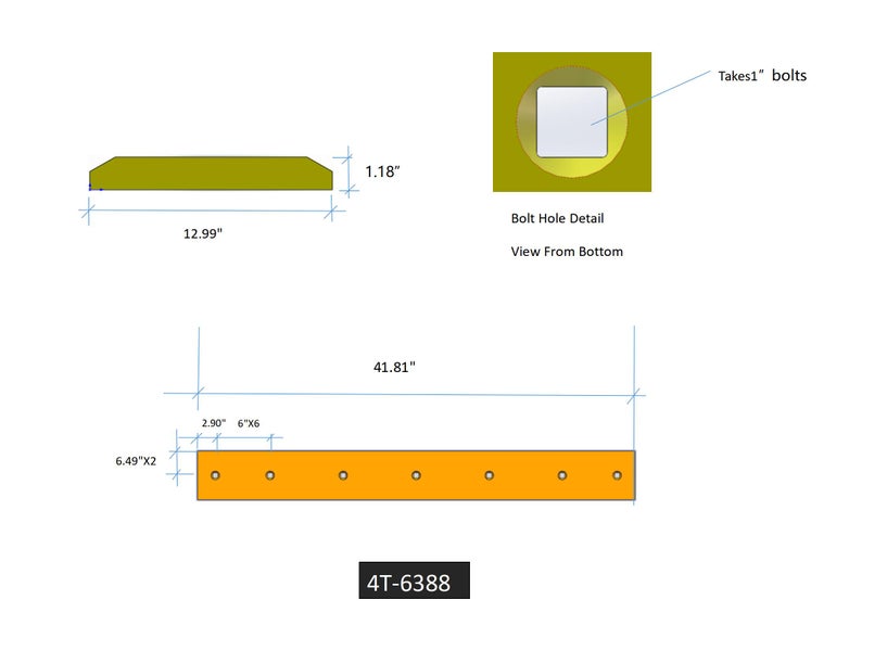 4T6388 | Caterpillar Cutting Edges-41.88" LONG