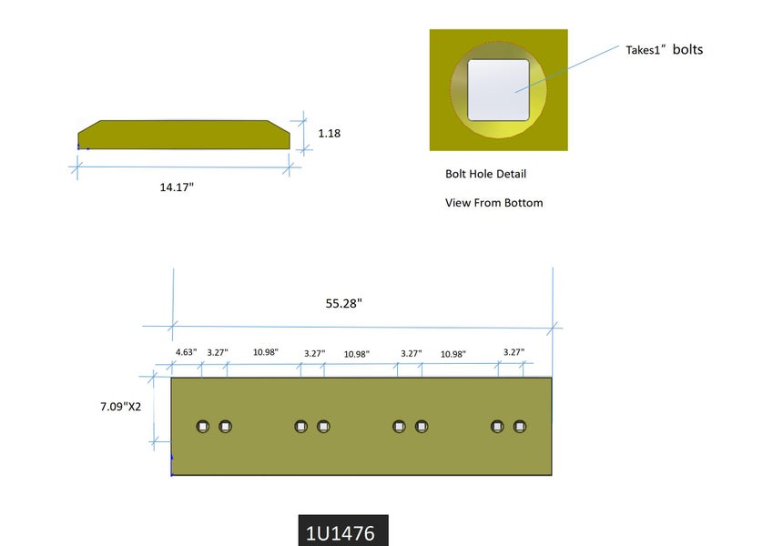 1U1476 | Caterpillar Cutting Edges-55.25" LONG