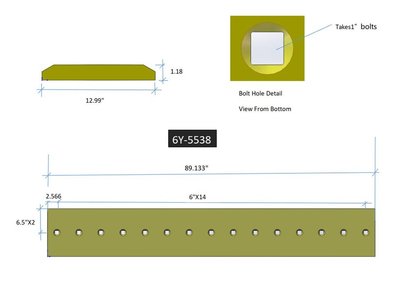 6Y5538 | Caterpillar Cutting Edges-89.00" LONG