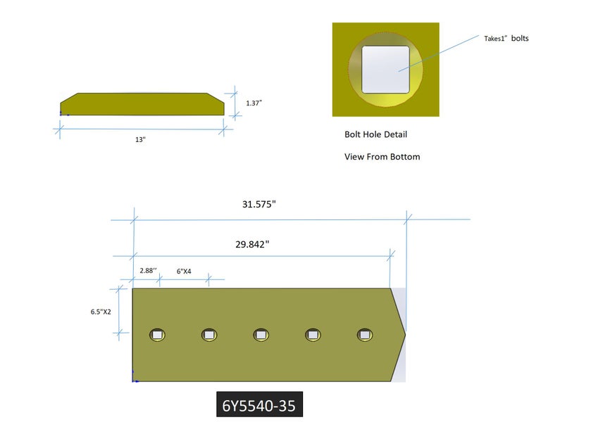 6Y5540 | Caterpillar Cutting Edges-31.50" LONG