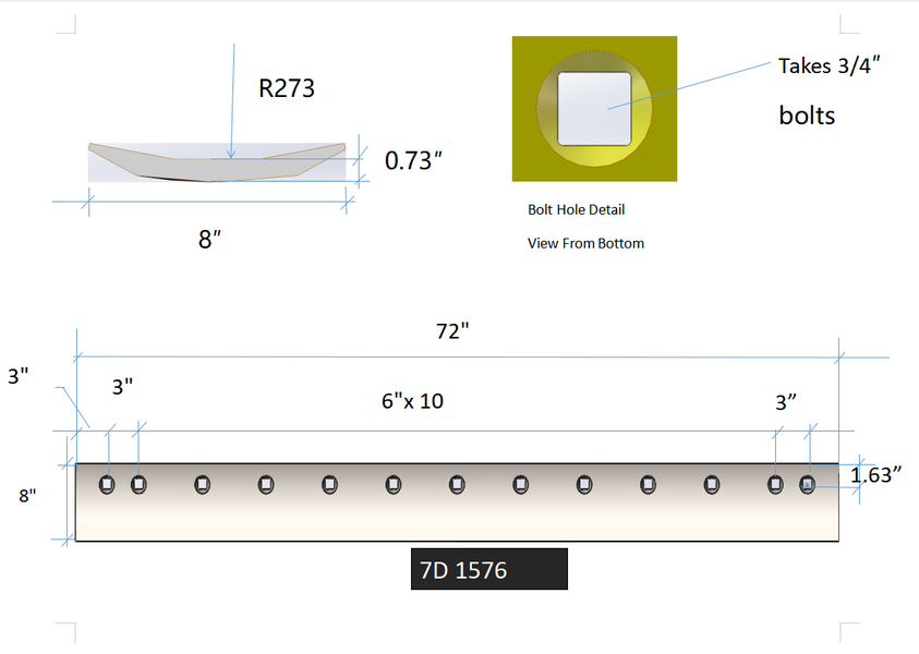 7D1576 | Caterpillar Grader Blades-7 FT LONG GRADER BLADE