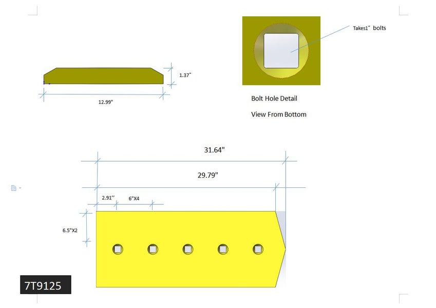 7T9125 | Caterpillar Cutting Edges-31.50" LONG