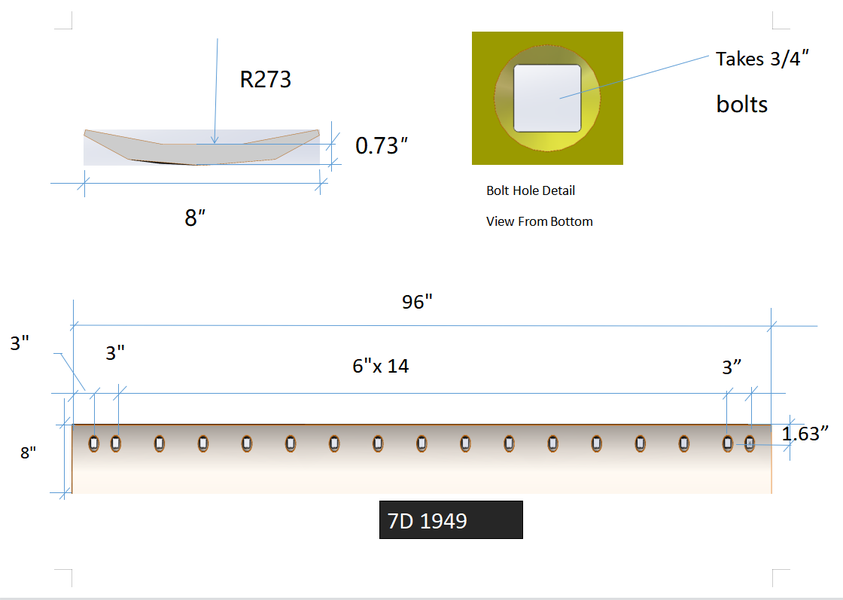 7D1949 | Caterpillar Grader Blades-8 FT LONG GRADER BLADE