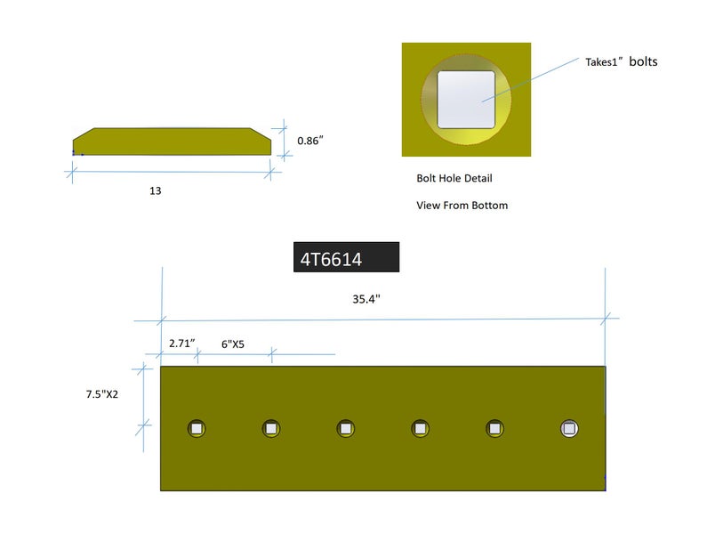 4T6614 | Caterpillar Cutting Edges-35.50" LONG