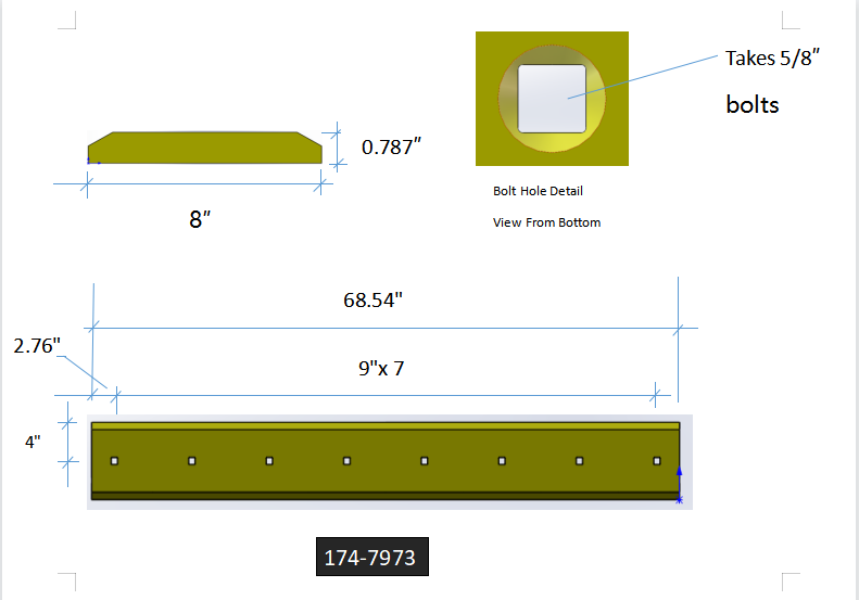 174-7973 | Caterpillar Cutting Edges-68.63" LONG