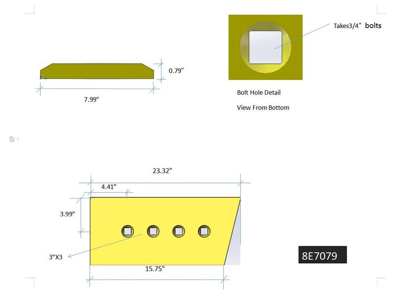 8E7079 | Caterpillar End Bits-LEVEL CUT