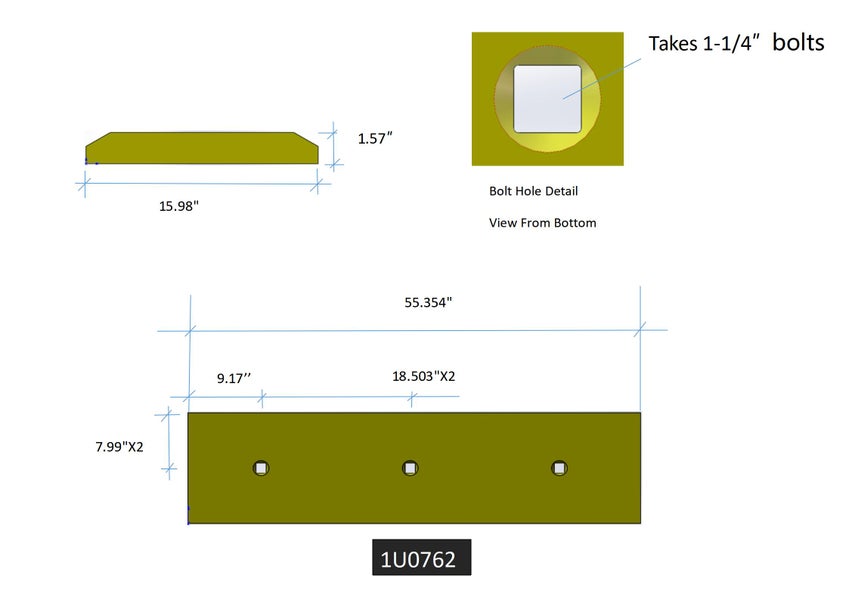 1U0762 | Caterpillar Cutting Edges-55.25" LONG