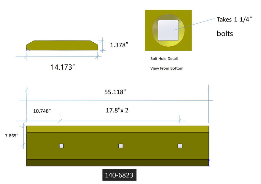 140-6823 | Caterpillar Cutting Edges-55.10" LONG