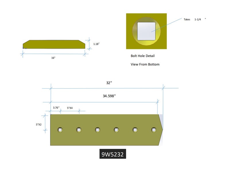 9W5232 | Caterpillar Cutting Edges-32.50" LONG