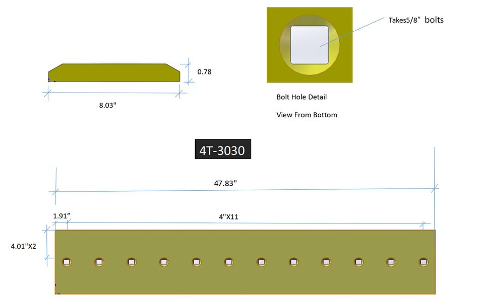 4T3030 | Caterpillar Cutting Edges-47.88" LONG