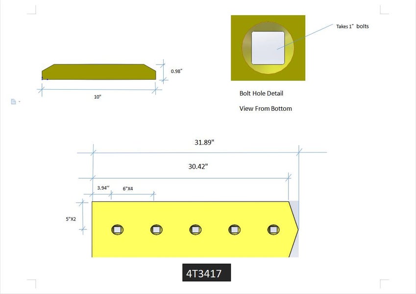 4T3417 | Caterpillar Cutting Edges-31.88" LONG