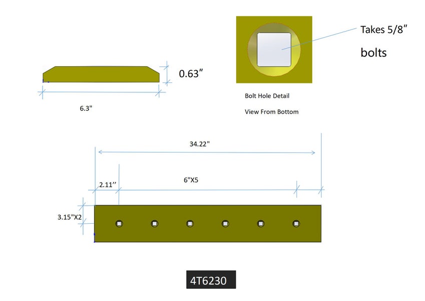 4T6230 | Caterpillar Cutting Edges-34.25" LONG