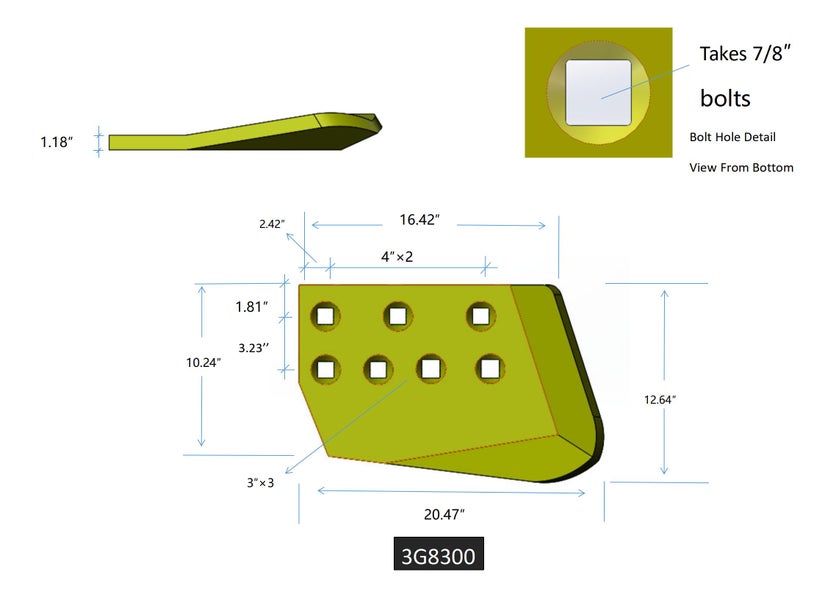 3G8300 | Caterpillar End Bits-HOT CUPPED
