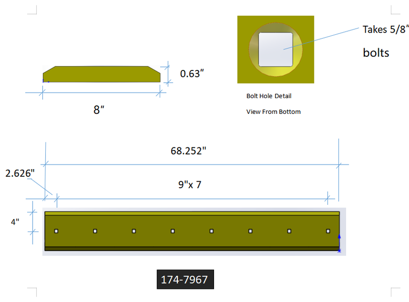 174-7967 | Caterpillar Cutting Edges-68.25" LONG
